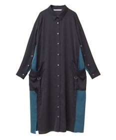 YECCA VECCA カーゴデザイン配色シャツワンピース