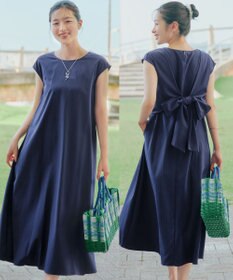 Tiaclasse L 【2WAY】ウエストリボンフレンチスリーブマキシワンピース