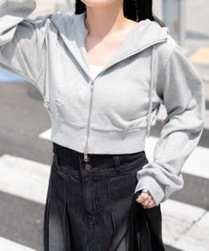 WEGO ヴィンテージウォッシュWジップショートパーカー