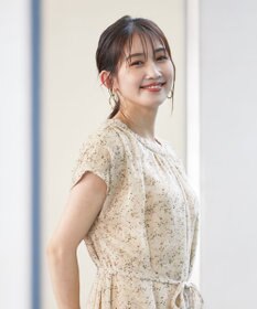 Tiaclasse 【洗える】花柄シフォン衿ギャザーワンピース