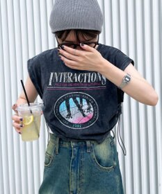 WEGO ヴィンテージウォッシュドロストデザインT