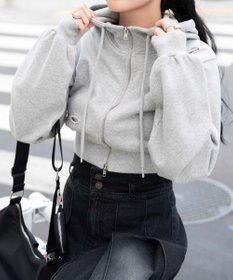 WEGO ヴィンテージウォッシュWジップショートパーカー