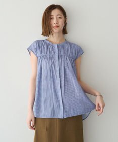 YECCA VECCA <<接触冷感>>フレンチスリーブギャザーブラウス