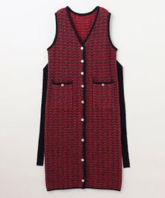 GRACE CONTINENTAL バイカラージャガードニットワンピース