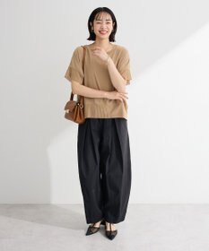 Green Parks シアーリブ切替楊柳プルオーバー