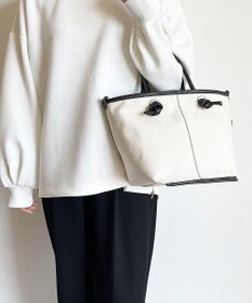 Hekhèr Le Style de Vie 【日本製 / 2WAY】コットンキャンバス×シュリンクレザー ノットハンドバッグ medium