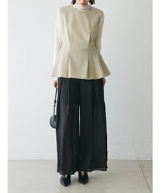 Green Parks AnriettMusee ノースリーブタックペプラムブラウス