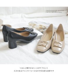 Pointer 日本製 バックルモチーフスクエアトゥパンプス