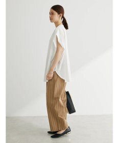 Green Parks 綿麻混タックストレートワイドパンツ