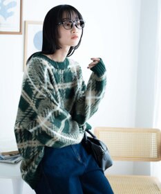 WEGO モヘアライク総柄BIGプルオーバー