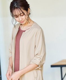 Tiaclasse 【洗える】大人可愛い衿ギャザーミディアムコート