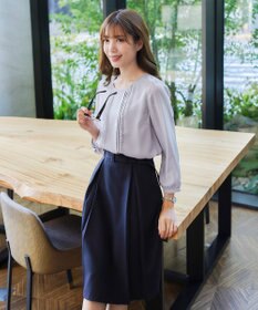 Tiaclasse 【ダブルストレッチ・洗える】ベルト付きタックスカート