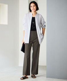 自由区 【接触冷感・UVカット・吸水速乾・洗える】シェルタリングオックスストレート パンツ