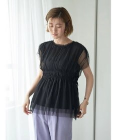 YECCA VECCA チュールギャザーブラウス