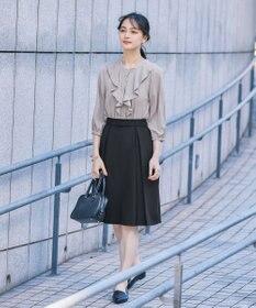 Tiaclasse 【ダブルストレッチ・洗える】ベルト付きタックスカート