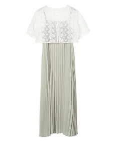 earth music&ecology ＳＥＴ２点　オーガンジー刺繍＋プリーツワンピース