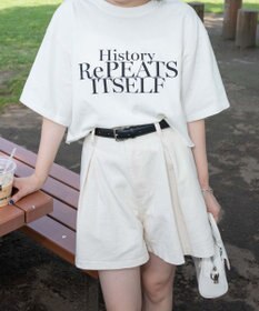 WEGO ベルト付デニムタックショートパンツ