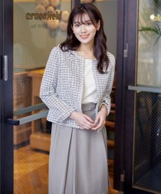 Tiaclasse 【ダブルストレッチ・洗える】ベルト付きタックスカート