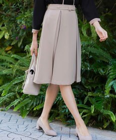 Tiaclasse 【ダブルストレッチ・洗える】ベルト付きタックスカート