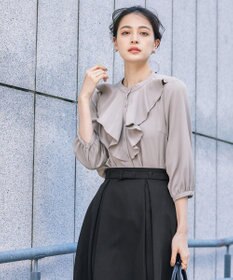 Tiaclasse 【ダブルストレッチ・洗える】ベルト付きタックスカート