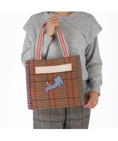 tsumori chisato CARRY フレームチェックキラネコ トートバッグ