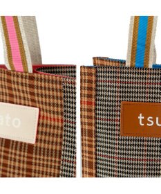 tsumori chisato CARRY フレームチェックキラネコ トートバッグ