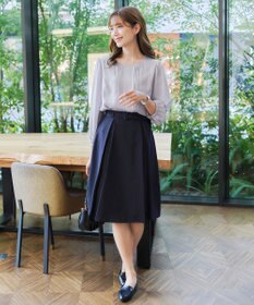 Tiaclasse 【ダブルストレッチ・洗える】ベルト付きタックスカート