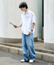 WEGO 【シワになりにくい】イージーケアオックスフォードワンポイントシャツ（S）