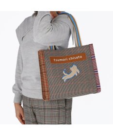 tsumori chisato CARRY フレームチェックキラネコ トートバッグ
