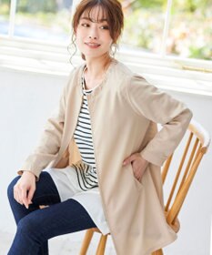 Tiaclasse 【洗える】大人可愛い衿ギャザーミディアムコート