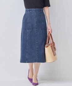 組曲 L 【ストレッチ】ミッドデニム フレアスカート