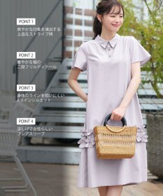 Tiaclasse シャツカラーフリルワンピース