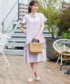 Tiaclasse シャツカラーフリルワンピース