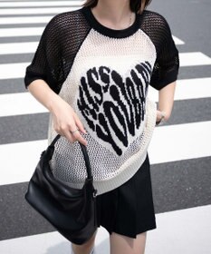 WEGO ハートロゴビッグメッシュニットT