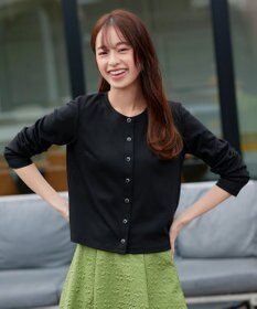 Tiaclasse 【小倉優子さん着用・洗える・接触冷感・汗ジミ防止】“サマさまカットソー”フレームボタンカーディガン
