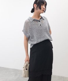 Green Parks 衿付き透かし編みニットプルオーバー