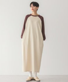 AMERICAN HOLIC 異素材ラグランスリーブロングワンピース