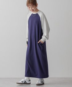 AMERICAN HOLIC 異素材ラグランスリーブロングワンピース