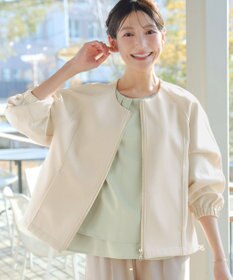 Tiaclasse ダンボールポンチノーカラーブルゾン