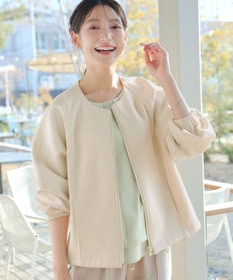 Tiaclasse ダンボールポンチノーカラーブルゾン