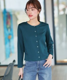 Tiaclasse 【小倉優子さん着用・洗える・接触冷感・汗ジミ防止】“サマさまカットソー”フレームボタンカーディガン