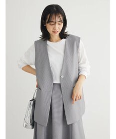 Green Parks きれいシルエット千鳥柄ジレ