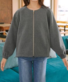 Tiaclasse ダンボールポンチノーカラーブルゾン