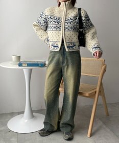 WEGO 雪柄ZIPニット