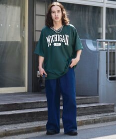 WEGO 【ユニセックス着用ITEM/2点セットネックレス付き/MLサイズ展開】アクセ付きラインリブメッシュプルオーバー