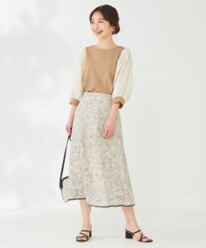 ANY SIS パフスリーブ異素材コンビ プルオーバー