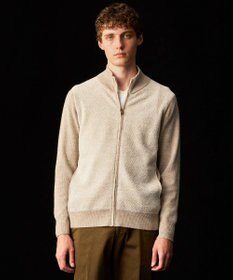 JOSEPH ABBOUD 【キングサイズ・イタリア糸使用/洗える】メリノブレンドモール ジップ ニット ブルゾン