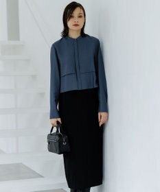 ICB 【洗える】ウールワッシャーツイル シャツドッキング ワンピース