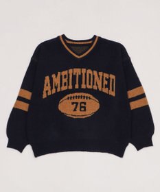 WEGO 【25年秋冬新作】フラッフィーVネックニットBIGプルオーバー