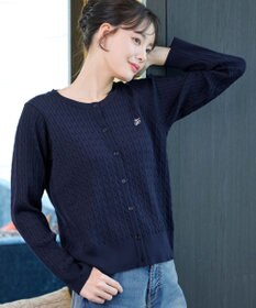 Tiaclasse ワンポイント刺繍ケーブルカーディガン